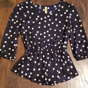 Polka dot Peplum top. Never Worn.